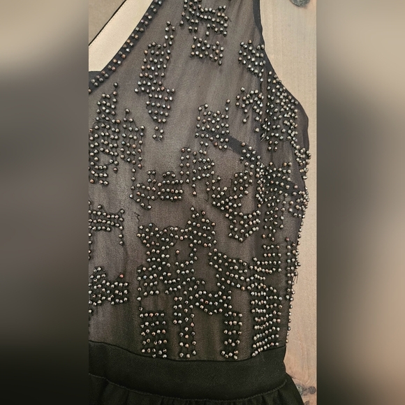 BEBE 90s Beaded top peplum mini dress. Size small - Picture 3 of 11